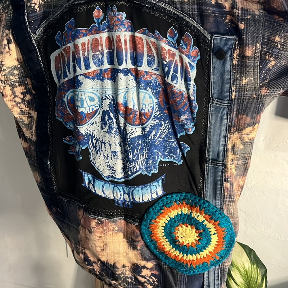 Bleached Plaid Patchwork Jacket - image 4